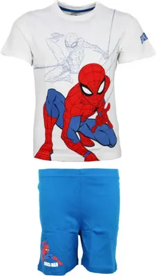 Produktbild von Marvel Spiderman Kinder kurzarm Pyjama Schlafanzug – Blau / 98