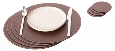 Platzsets aus recyceltem Leder, 4 Stück, 33 cm, braun