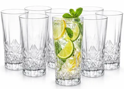 Produktbild von 24er Set Trinkgläser 260 ml, Wassergläser Longdrinkgläser Cocktailgläser mit Relief, klar