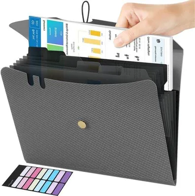 Image de Porte-documents A4, 7 compartiments, extensible, avec étiquettes, pour la maison, le bureau, l'école