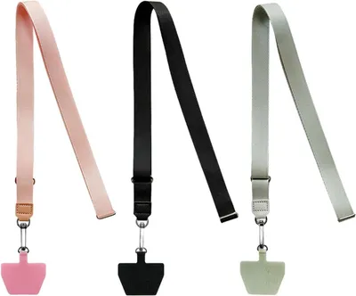 Image de Cordons de cou tissés, 150 x 2 cm, lot de 3, réglables, pour téléphones portables