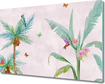 Produktbild von Glas-Herdabdeckplatte Glaskeramikkochfeld-Abdeckung Spritzschutz - 80x52 cm - Paradies Dschungel