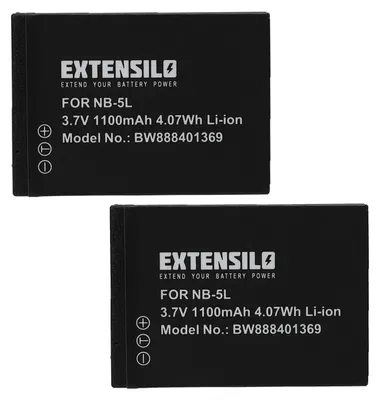 Produktbild von EXTENSILO 2x Akku kompatibel mit Canon PowerShot S100, SD900, SD900Ti, SD700, SD800, SX210 IS, SX120 IS, SX200 IS Kamera (1100 mAh, 3,7 V, Li-Ion)