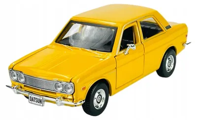 Obrázek produktu pro Maisto, model auta Datsun 510 z roku 1971, žlutá barva, kov, měřítko 1:24
