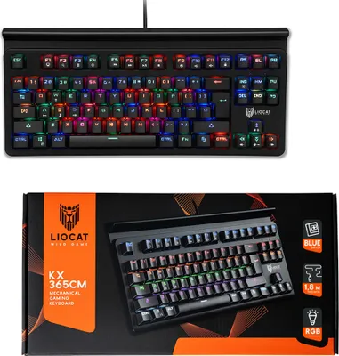 Produktbild von Mechanische Gaming Tastatur Liocat KX 365CM 1,8m kabelgebunden, USB, QWERTZ, Outemu, RGB-Beleuchtung, Schwarz