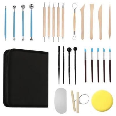 Produktbild von 27 Stück Modellierwerkzeug Set Polymer Clay Tools Töpferwerkzeug Keramik Modellierwerkzeug für Ton und Bastelarbeiten