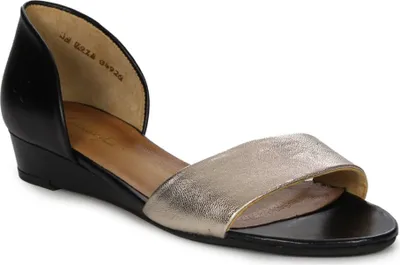 Produktbild von Damensandalen aus Naturleder in Schwarz-Gold mit 3 cm Sohlenhöhe