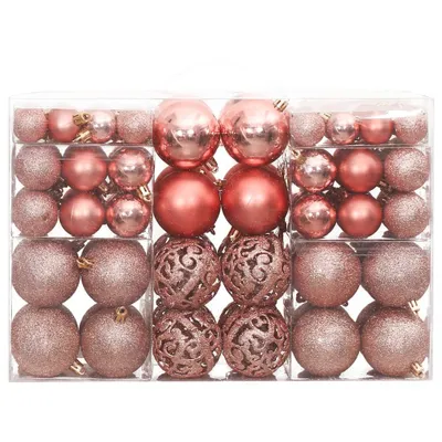 Obrázok produktu pre vidaXL Vianočné gule 100 ks Ružová a ružová 3 / 4 / 6 cm