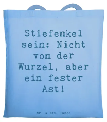 Produktbild von Mr. & Mrs. Panda Tote Bag Spruch Stiefenkel - Sky Blue - Geschenk, Familie, Lächeln, Tasche, Familiendynamik, erweiterte, Shopping, Großeltern, Familienzusammenhalt
