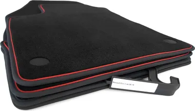 Produktbild von Fußmatten Renault Clio 5 Tuning Sport Premium Automatten Zubehör, Velours 4-teilig schwarz, Zierband Rot