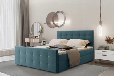 Zdjęcie produktu dla Łóżko kontynentalne AMOR z materacem 160x200 tkanina Soro turkusowy