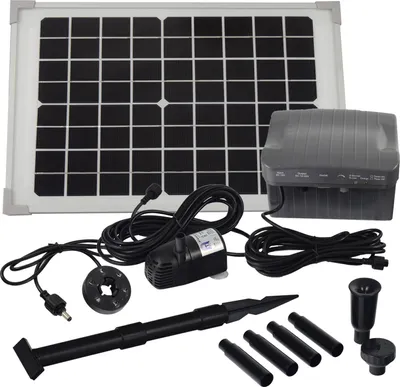 Produktbild von Agora-Tec® Solar Springbrunne Teich - Pumpe - Set mit Akku und LED Licht 10W-BL-V2.0