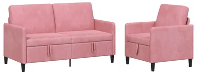 Produktbild von vidaXL Sofa Set mit Stauraum 2 stk. Rosa Polyester