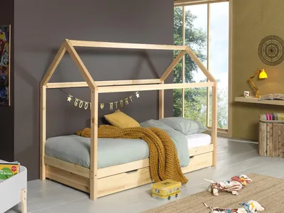 Produktbild von Vipack Dallas 2 Hausbett 90 x 200 cm Liegefläche inkl Bettschublade, Natur Natur