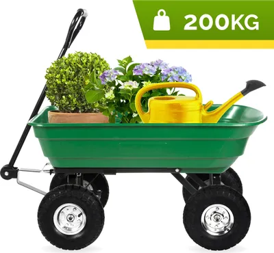 Produktbild von Gartenwagen, 4 Luftreifen, Kippmechanismus, Griff gepolstert, Wanne geschlossen, wendig, geländegängig, vielseitig, Zuladung max. 200 kg