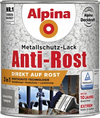 Produktbild von Alpina Metallschutz-Lack Hammerschlag 750 ml dunkelgrau