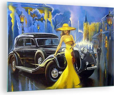 Produktbild von Bilder auf glas - frau retro stil - 70x50cm - Glasbilder - Wandbilder - Kunstdruck - zum Aufhängen bereit - Wanddekoration aus Glas - Glas Bilder - Wandbild auf Glas - Einteilig - GAA70x50-3449