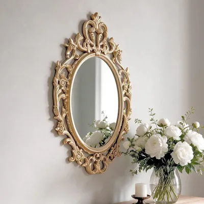 Immagine prodotto di Specchio Decorativo Ovale MR5501 da Parete 36x53 cm con Cornice Barocca Gold