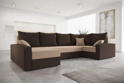 Produktbild von Roe Furniture | Ecksofa 301 cm - U-Form Links - CHIEVO LONG - Braun und Beige - mit Schlaffunktion und Stauraum - Sofabett - Couch