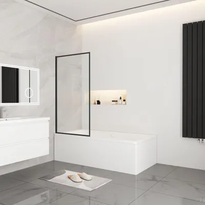 Produktbild von AICA Badewannenaufsatz 75x140cm Schwarz Feste Badewannenwand 6mm NANO ESG-glas Feste Badewannenwand Badewannenfaltwand Duschwand für Badewanne Duschabtrennung