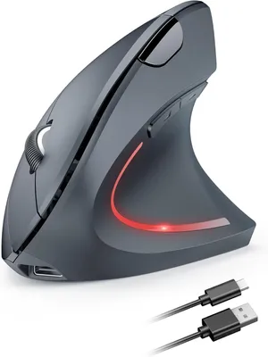 Produktbild von Maus Kabellos,2.4G Optische Vertikale Maus Ergonomisch,5 Einstellstufen bis 4800DPI, Leise Wireless Vertical mit 6 Tasten für Laptop,PC,Windows,Mac,OS