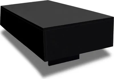 A black coffee table is shown from a slight angle on a white background.