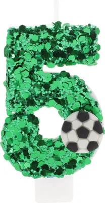 Produktbild von Geburtstagskerzen Nummer 5, Fußball-Geburtstagskerzen, Tortenaufsatz Dekoration Kuchendekoration, Geburtstagskerzen für Geburtstagsdekoration, Grün