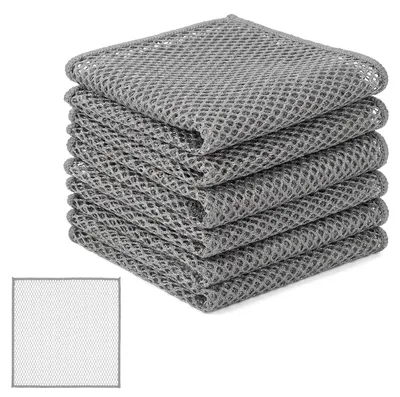 6 Teigreinigungs-Tücher, 30×30 cm, Mesh-Spültuch, grau