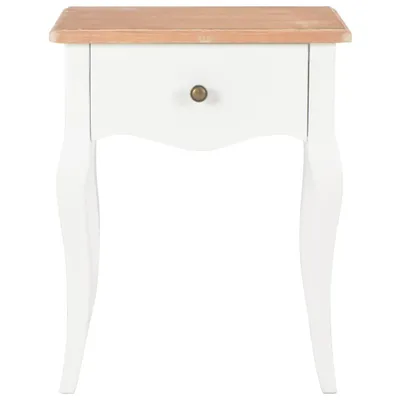 Immagine prodotto di Comodino bianco e marrone 40 x 30 x 50 cm in legno di pino massiccio