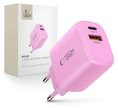 Productafbeelding van Netoplader Tech-Protect NCA30 PD 30W QC3.0 USB-A / USB-C - Roze
