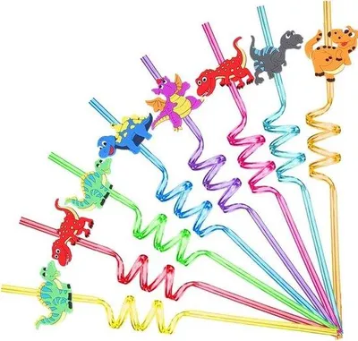Immagine prodotto di 8 bastoncini di plastica a forma di dinosauro - Accessori per feste