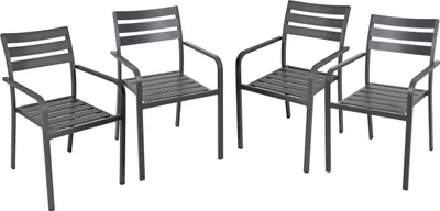 Produktbild von Gartenstuhl 4er Set WILMA - Aluminium, Anthrazit | Gartenstühle Wetterfest Essstühle Outdoor Terrasse