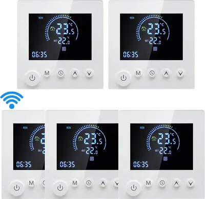 Produktbild von 5X Tuya Smart WiFi Wandthermostat, programmierbare Fernbedienung, NTC-Sensor, Digital LCD Raumthermostat Thermostat fuer 3A Warmwasserbereitung Wandthermostat Unterputz Fussbodenheizung