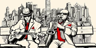 Produktbild von Tulup® Leinwandbild - 140x70 cm - Wandkunst - Drucke auf Leinwand - Leinwanddruck  - Sehenswürdigkeiten & Architektur - Rot - New York Jazz