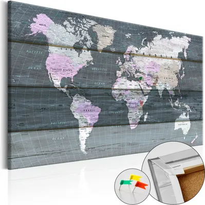 Immagine prodotto di Quadro in sughero non tessuto - Viaggio attraverso il mondo 60x40 cm Carte k-B-0015-p-c