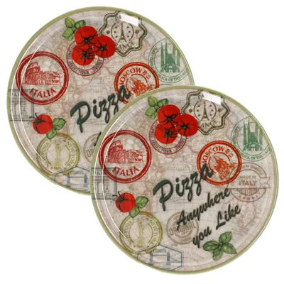 Zdjęcie produktu dla zestaw 2 talerzy do pizzy Moscow zielony Ø 31,5 cm Półmisek do serwowania XL porcelana