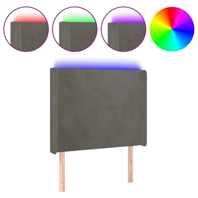 Produktbild von vidaXL LED Kopfteil Dunkelgrau 93x16x118/128 cm Samt
