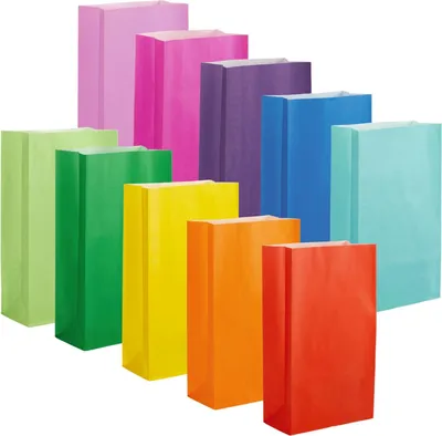 Produktbild von Papiertragetasche - 30 Regenbogen Papiergeschenktüten - 14 x 24,5 x 7 cm - Bunte Papiergeschenktüten - Brottüten - Backtüten - Faltbeutel - Papiertüten - Brötchen - Flache Tüten - Backtüten