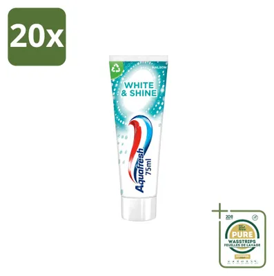 Productafbeelding van 20 x Aquafresh White & Shine tandpasta - 75 ml - Voorraadverpakking - 20 stuks