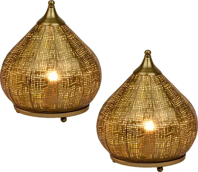 Obrázok produktu pre sada 2 orientálnych dekoratívnych stolových lámp Nočná lampa Lampa Jamiel Gold