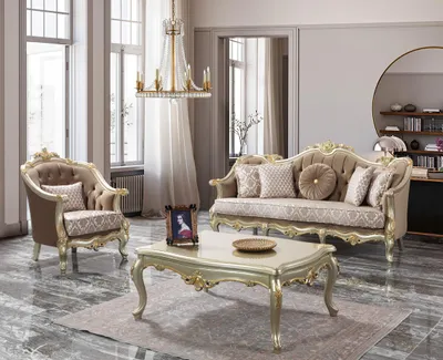 Immagine prodotto di Divano in tessuto Set di divani imbottiti Set di divani Chesterfield beige