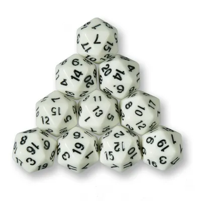 Produktbild von 10x polyedrische W20 Würfel für Rollen- und Tabletopspiele (beige)