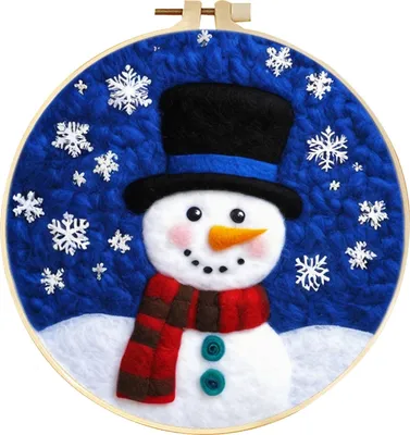 Produktbild von Weihnachts-Nadelfilz-Set, Filz-Malset für Feiertage, für Anfänger, Starter-Nadelfilz, DIY-Bastelset mit Nadelkissen, Wolle, dekorativer Rahmen