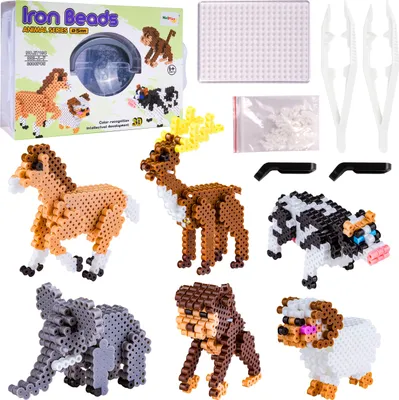 Produktbild von MalPlay Bügelperlen Tiere Set 3000Stk Bügelpads 3D Muster & Vorlagen Steckperlen