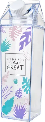 Zdjęcie produktu dla Clayre & Eef Butelka do picia 500 ml przezroczysta plastikowa Liście