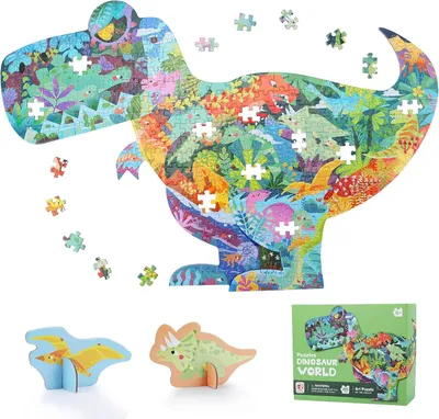 Image de Puzzle De 295 Pièces - Le Monde Des Dinosaures, Dinosaures + Cartes 3D