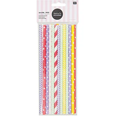 Produktbild von Papierstrohhalme, bunte Muster 24 Stück