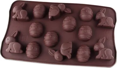 Produktbild von Dr. Oetker Silikon-Schokoladenform "Fröhliche Ostern" 14er Silikon Schokoladeneier, Schokoladenform Osterhase, Schokohasen für Kuchen