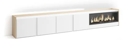 Immagine prodotto di Mobili TV effetto legno Bianco Rovere 315x35x50cm camino effetto fuoco
