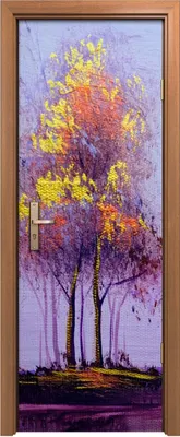 Produktbild von Türposter 70x200 cm Türaufkleber Türtapete Türfolie Klebefolie Landschaft Malerei Bäume Herbst